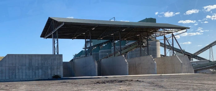 Crushed Rock Pre-Coat Plant – Radial stacker in the background.